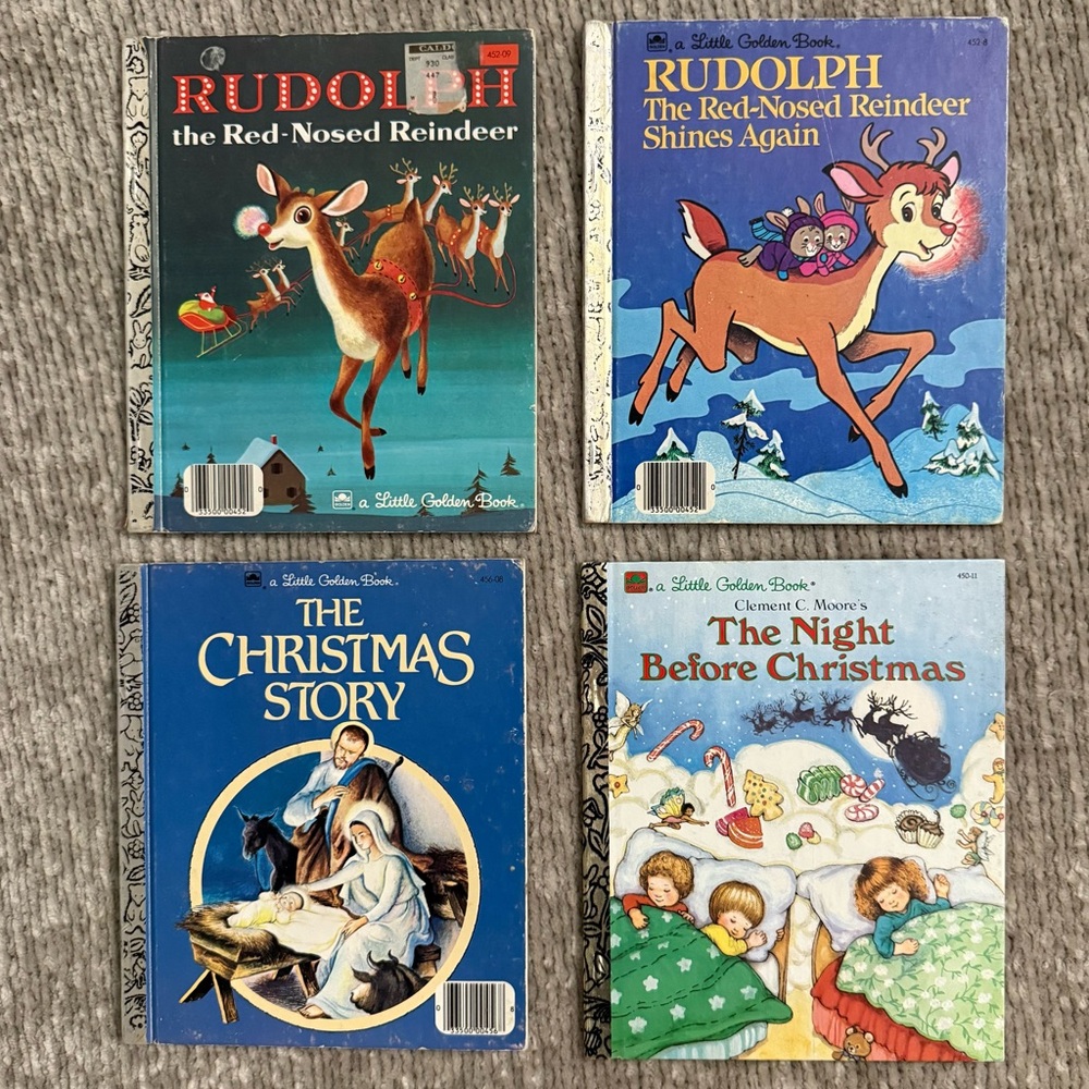 Vintage Little‎ Golden Books Christmas Lot Rudolph, Nativity, Night Before Xmas